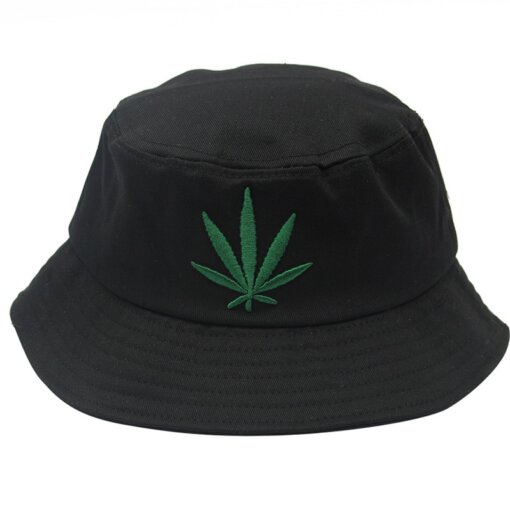 Black & Green Weed Leaf Bucket Hat