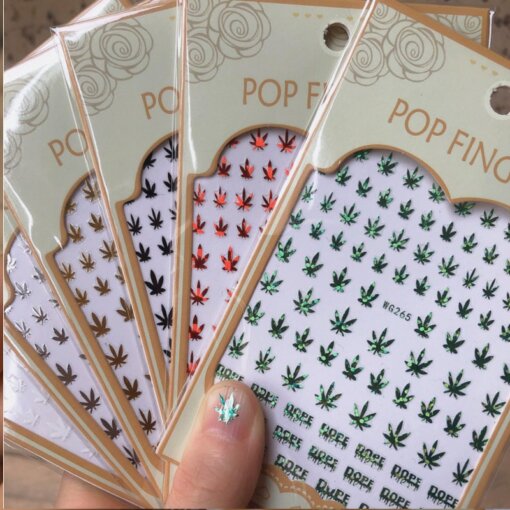 Weed Leaf Nail Art 3D Decal Stickers