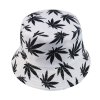 HUOBAO Men Women Weed Maple Leaf Bucket Hat Hip Hop Fisherman Panama Hats Embroidery Outdoor Casual Swag Bob Visor Bucket Cap 2