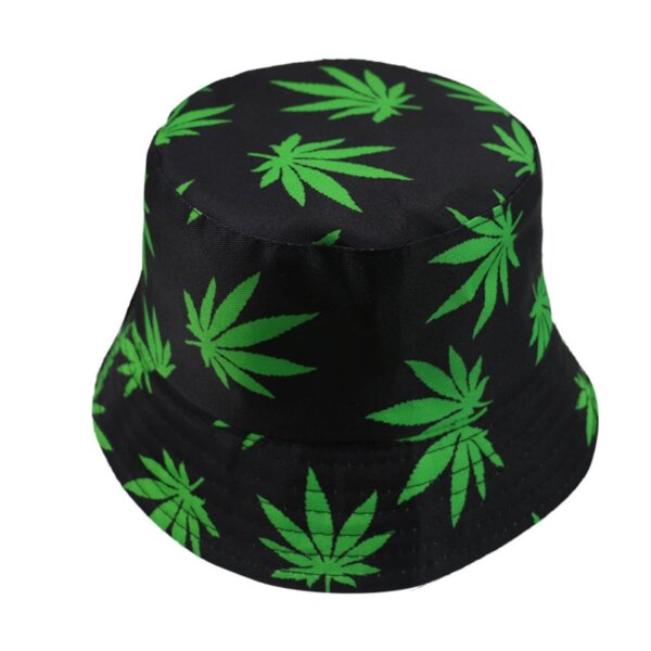 Black & Green Weed Leaf Bucket Hat 16