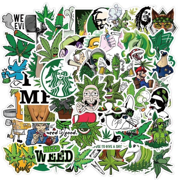 50pcs Assorted Funny Weed Character Sticker Pack  1