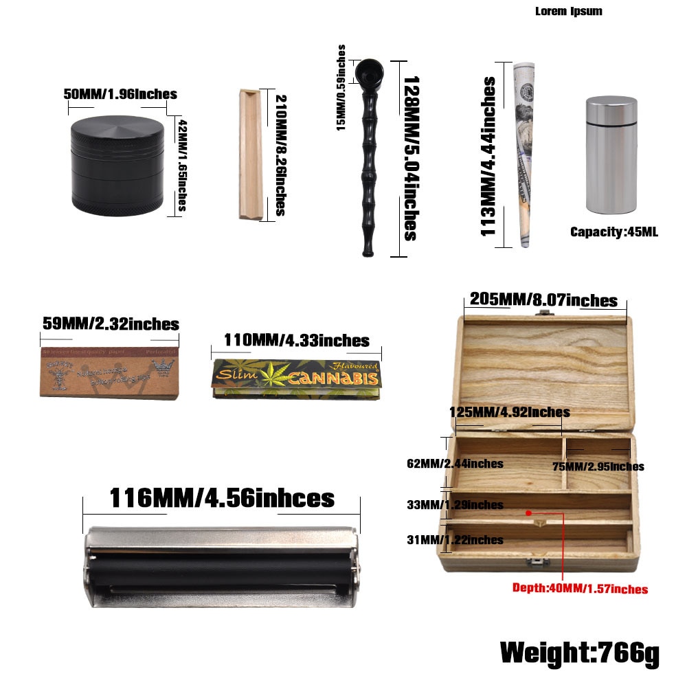 Complete Natural Wood Smoking Kit - weed-storage, weed-stash-boxes