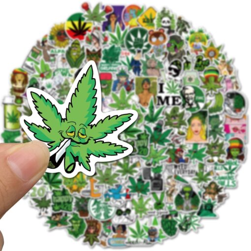 100pc Weed Leaf Marijuana Sticker Pack