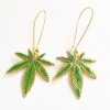 Handmade Green Pot Leaf Earrings 1