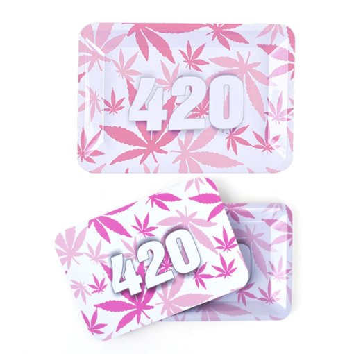 180*125mm Metal Small Anime Girly Pink Tobacco Smoke Herb Weed Rolling Tray With Magnetic Lid Cover Roller Accessories 1