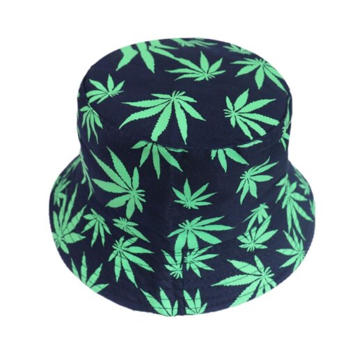 Black & Neon Green Weed Leaf Bucket Hat 12