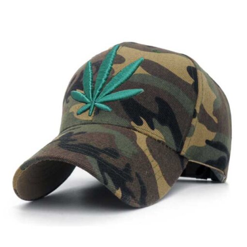 Camouflage Weed Bent Brim Baseball Hat