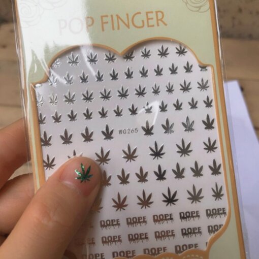 Weed Leaf Nail Art 3D Decal Stickers