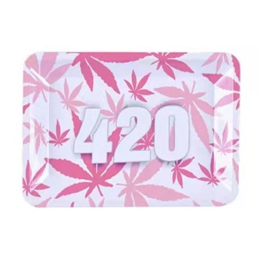 Pink Pot Leaf 420 Mini Weed Rolling Tray