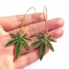 Handmade Green Pot Leaf Earrings 2