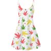 Tropical Sunset Weed Print Summer Dress