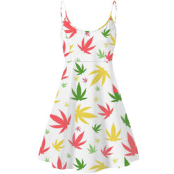 Pastel Colored Weed Print Summer Dress