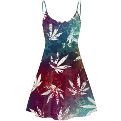 Sherbet Multi Colored Weed Print Summer Dress