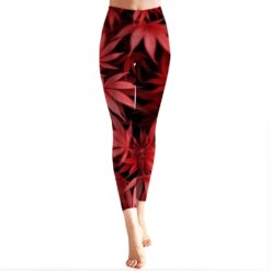 Red & Black Butt Lifting Weed Leggings