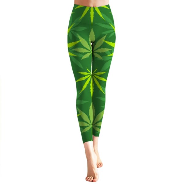 Green & Lime Butt Lifting Weed Leggings 1