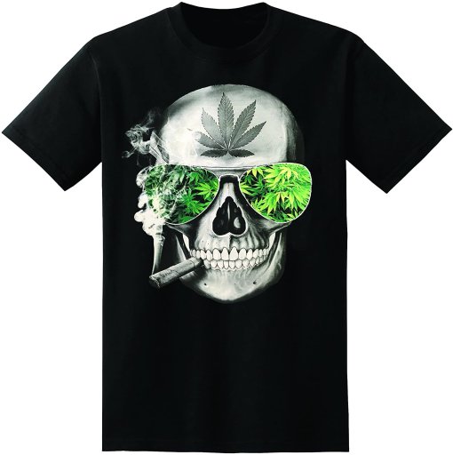 Toking Stoner Skull Pot Leaf T-Shirt