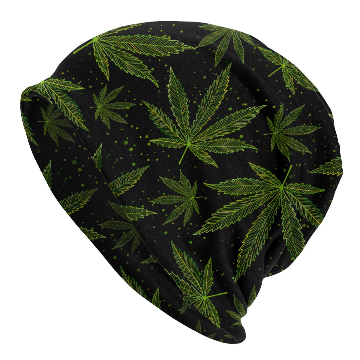 Marijuana/Weed/Leaf Cuff Beanie-Hat Skully - Knit Winter Hat Women