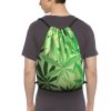 Light Green Pot Leaf Drawstring Bag 5