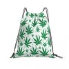 Light Green Pot Leaf Drawstring Bag