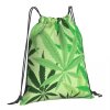 Light Green Pot Leaf Drawstring Bag 3