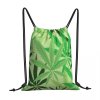 Light Green Pot Leaf Drawstring Bag 2