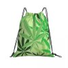 Light Green Pot Leaf Drawstring Bag 1