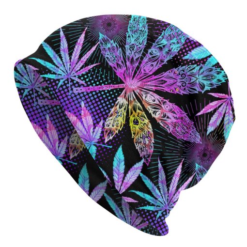 Psychedelic Cannabis Leaves Beanie