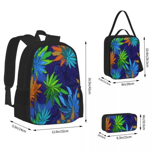 Retro Weed Leaf Backpack Set
