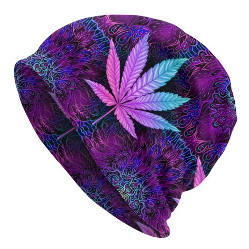 Psychedelic Neon Weed Leaf Beanie 1