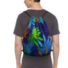Trippy Colorful Pot Leaf Drawstring Bag 5