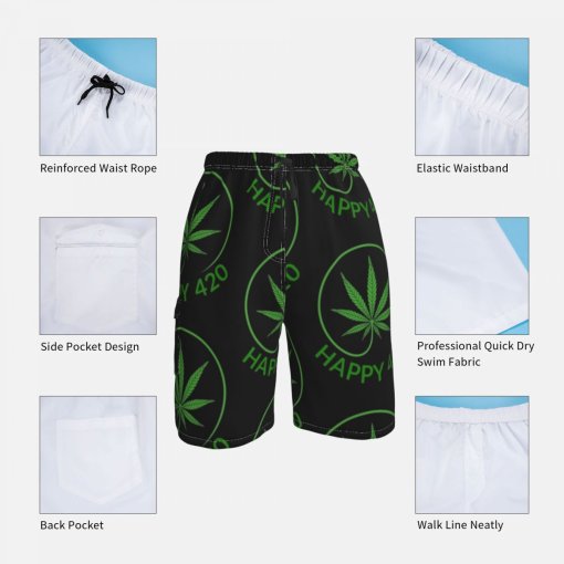 His Own God Grows Weed Swim Trunks