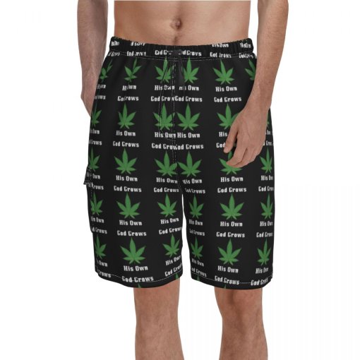 His Own God Grows Weed Swim Trunks