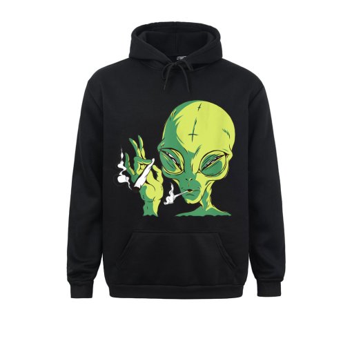 Alien Smoking Weed Cannabis Marijuana Funny Mens Long Sleeve Hoodies 3D Printed Spring/Autumn Sweatshirts Classic Clothes 1