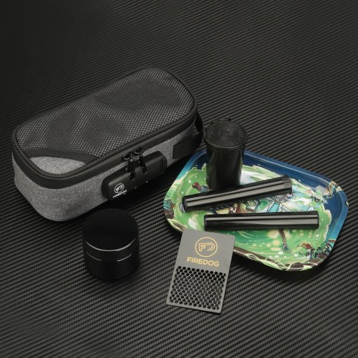 Rick and Morty Rolling Tray Grinder set with Smell Proof Bag