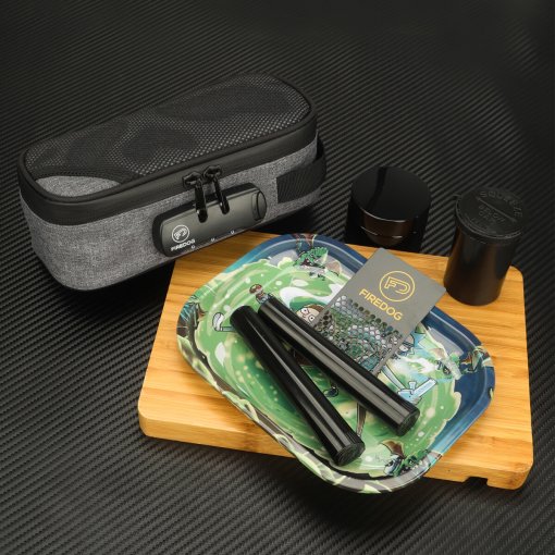 Rick and Morty Rolling Tray Grinder set with Smell Proof Bag 4