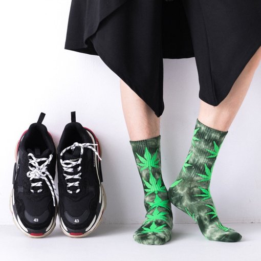Pot Leaf Tie-Dye Weed Socks