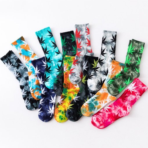 Pot Leaf Tie-Dye Weed Socks
