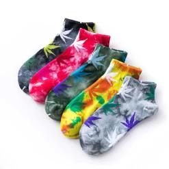 Pot Leaf Tie-Dye Ankle Weed Socks