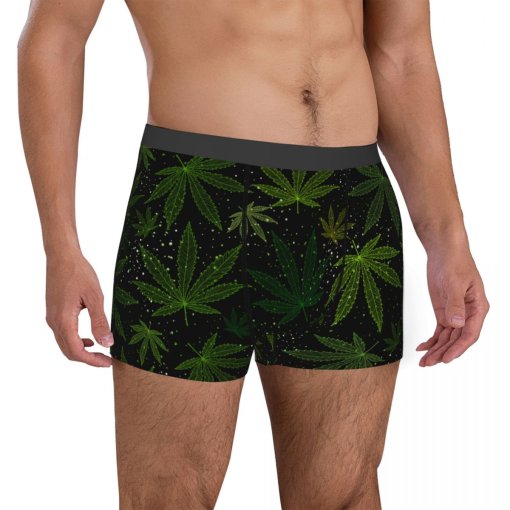 Night Sky Marijuana Leaf Boxer Briefs 3