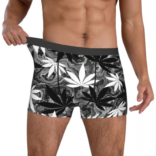Black & White Weed Leaf Camo Boxers