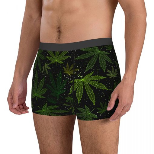 Night Sky Marijuana Leaf Boxer Briefs 4