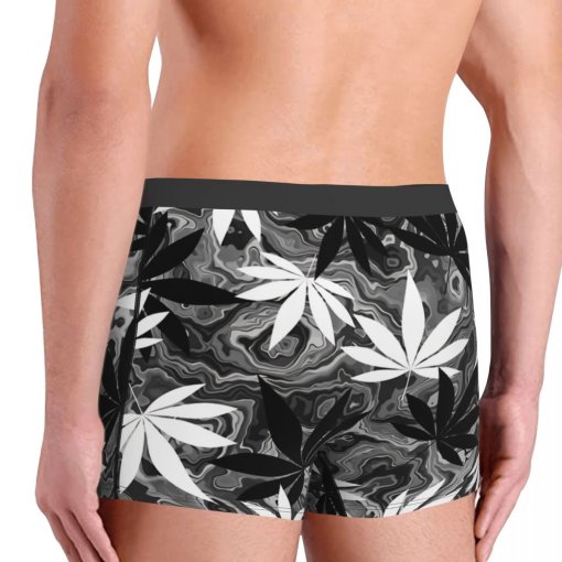 Black & White Weed Leaf Camo Boxers