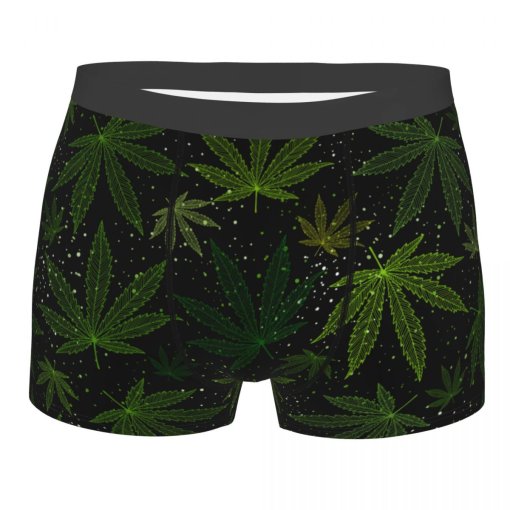 Night Sky Marijuana Leaf Boxer Briefs