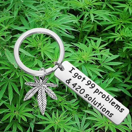 Leaf Weed Keychain 420 Jewelry Gift For Stoner Weed Lover I Got 99 Problems and 420 Solutions Keychain 4