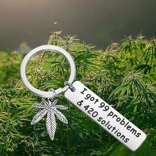 Leaf Weed Keychain 420 Jewelry Gift For Stoner Weed Lover I Got 99 Problems and 420 Solutions Keychain 5