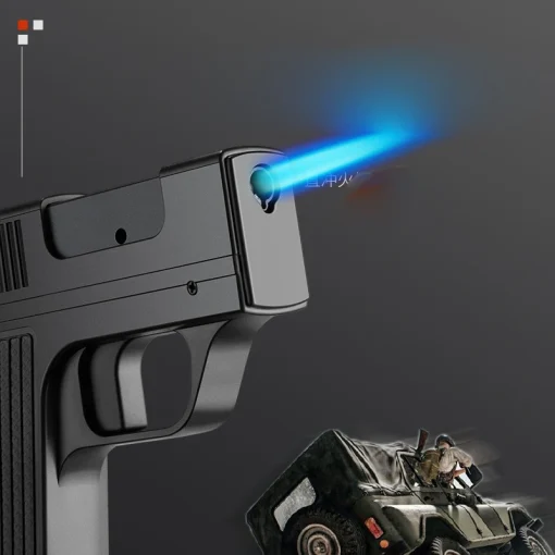 Creative Pistol-Shaped Butane Gas Lighter with 10PCS Cigarette Box - Windproof Welding Gun Cigar Lighter - Unusual Gift Ideas 5