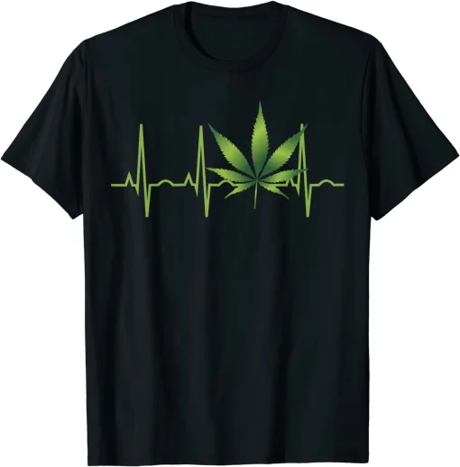 Unisex Leaf Heartbeat Tee: Fun & Stylish Weed T-Shirt for Men & Women - Casual Comfort Fit 1
