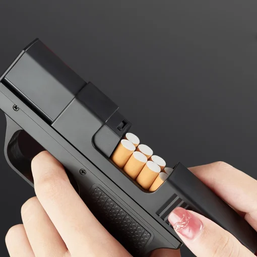 Creative Pistol-Shaped Butane Gas Lighter with 10PCS Cigarette Box - Windproof Welding Gun Cigar Lighter - Unusual Gift Ideas 4