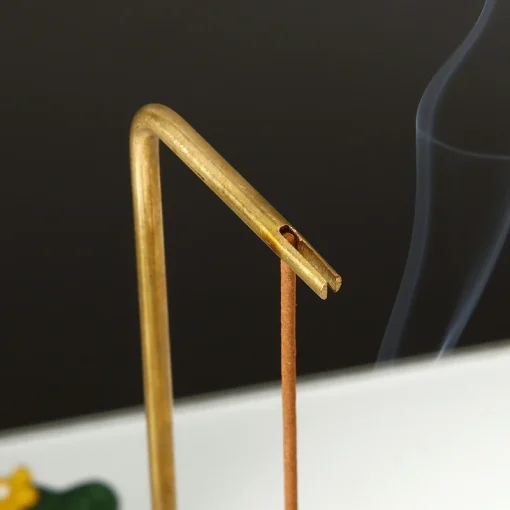 Creative Brass Incense Holder - 1Pcs Upside Down Design | Wooden Incense Burner with Ash Catcher 3