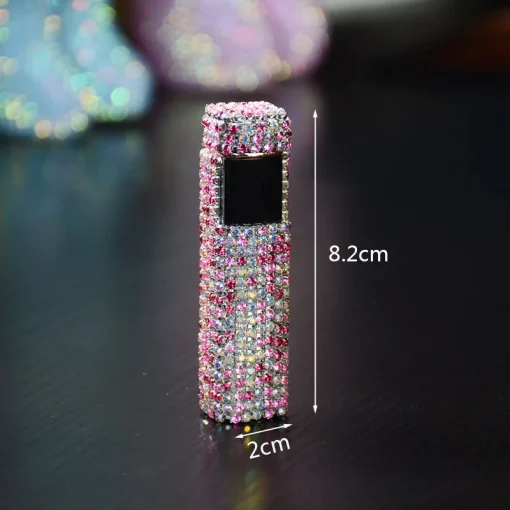 Elegant Women's USB Rechargeable Lighter with Double Arc Igniter and Fine Rhinestones 5